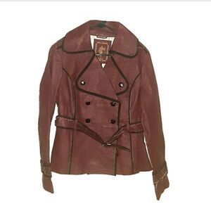 My Tribe Burgandy brown Leather Jacket Size Large